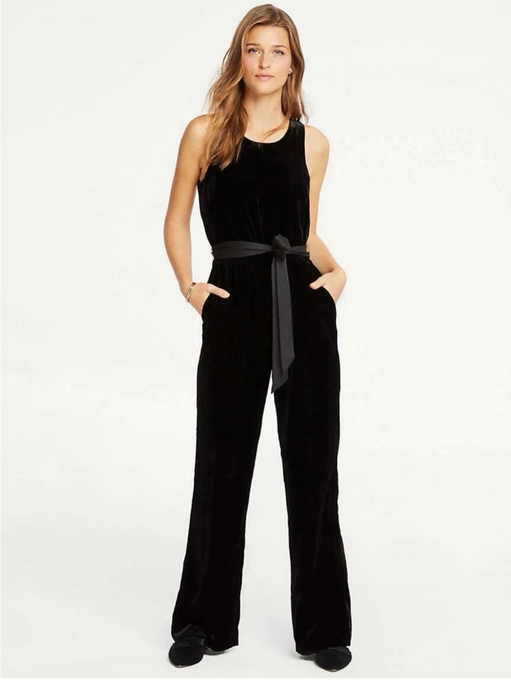 Ann Taylor Black Sleeveless velvet Jumpsuit size 16